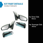 TRQ 2 Piece Driver and Passenger Side Mirror Assembly Set Electric Adjustment Non-Heated No Memory Black Compatible with 2007