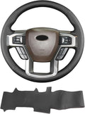 Hand Sewn Steering Wheel Cover,Fit for Ford F-150 2015-2020/F-250 F-350 F-450 F-550 2017-2021/F-600 2020-2021/F-650 F-750 2021,Non-Slip Breathable Microfiber Leather Steering Wheel Cover