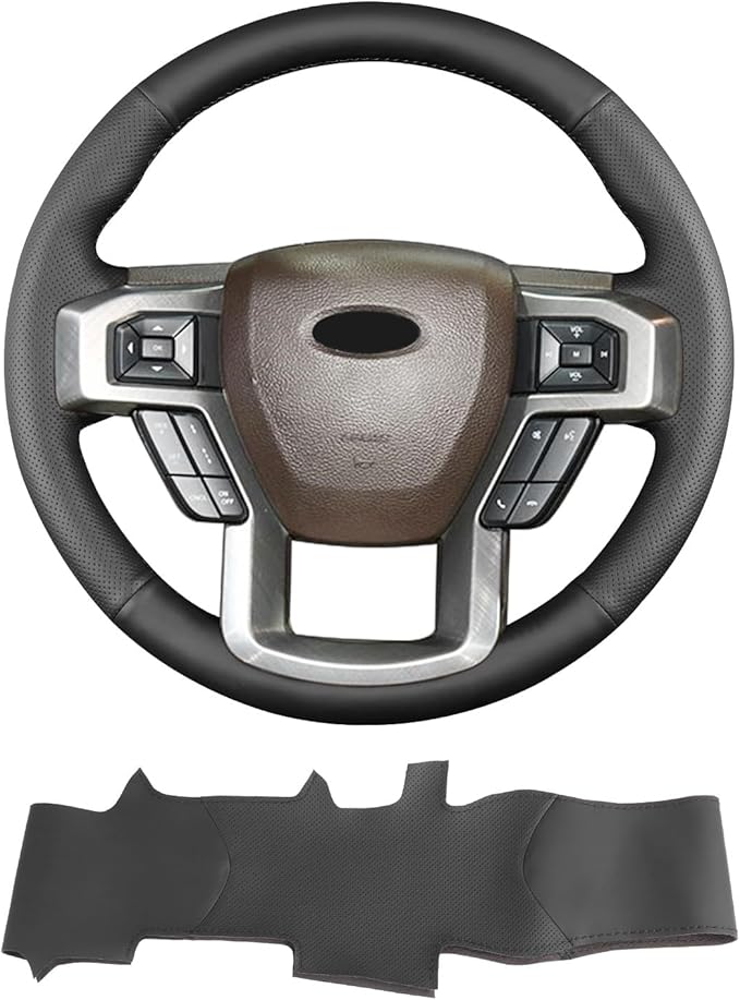 Hand Sewn Steering Wheel Cover,Fit for Ford F-150 2015-2020/F-250 F-350 F-450 F-550 2017-2021/F-600 2020-2021/F-650 F-750 2021,Non-Slip Breathable Microfiber Leather Steering Wheel Cover