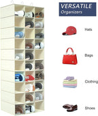 Libeder Hanging Closet Organizers 30 Section Shoe Shelves, Shoe Storage Hanging Shoe Holder, Breathable No-wover Fabric for S
