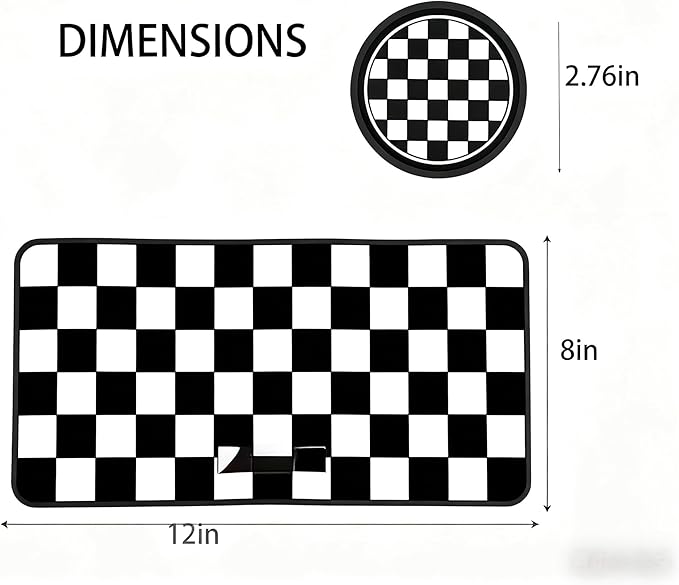 Car Interior Accessories Set – 2PCS Silicone Cup Holder Coasters & 1PCS Anti-Slip Dashboard Pad, Universal Non-Slip Rubber Ma