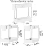 3 Pack Under Sink Organizers and Storage, 2 Tier Bathroom Cabinet Organizer Shelf with Hanging Cups for Kitchen & Bathroom (W