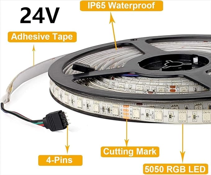 SUPERNIGHT LED Strip Lights, 32.8 FT 10M SMD 5050 Waterproof 600LEDs RGB Color Changing Flexible LED Light Strip for Bedroom, TV Back Lighting, Christmas, Halloween Day (Not Include Power)