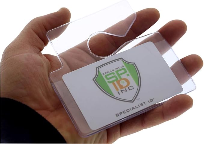 100 Clear Rigid Vinyl Horizontal Vehicle Hang Tag Parking Pass Holders by Specialist ID