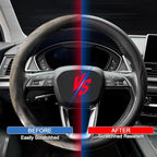 HAOTULE Leather Steering Wheel Cover， with Anti-Slip Stripe Design - Enhanced Grip, Fashion Style, Safe, Non-Slip, Breathable