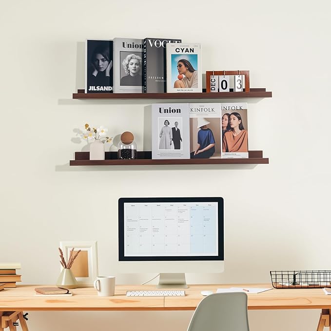 NEXHOME PRO Floating Shelves for Wall Set of 4,24 Inches Picture Ledge Shelf, Kids Bookshelf Wall Mounted for Living Room Bed