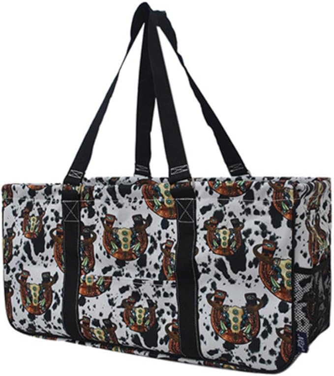 NGIL Extra Large Utility Tote Reusable Grocery Bag Oversized Collapsible for Groceries, Storage, Picnic, Beach (Horseshoe- Black)