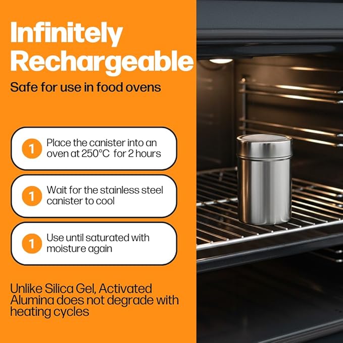 Gun Safe Dehumidifier with Activated Alumina | Better Than Silica Gel Canister | Rechargeable Desiccant Container for Safe