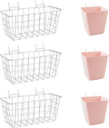 Pegboard Basket Organizers, Peg Board Large Baskets Hooks Bins Cups Tool Organizer 6 Pack Set, Wall Storage Display Hanging A