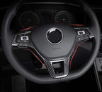 MAXDOOL Carbon Fiber Steering Wheel Cover Sequins Frame Trim Emblem for VW Volkswagen Jetta Passat e-Golf Golf Sportwagen Alltrack Arteon Atlas Tiguan Interior Accessories
