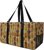 NGIL Extra Large Utility Tote Reusable Grocery Bag Oversized Collapsible for Groceries, Storage, Picnic, Beach (Boho Tribal-black)
