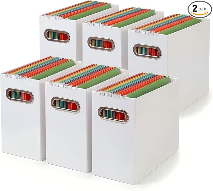 Collapsible File Organizer Box with Handle,12.20x5.11x9.84Inches, Filing Organizer for Home or Office, Small Portable File Bo