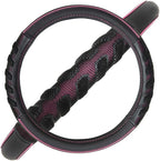 Flying Banner car Steering Wheel Cover Faux Leather Massage Universal fit 3D Honeycomb Hole Anti-Slip Sporty 15 Inches (Pink 