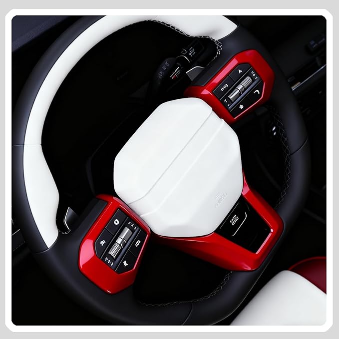 Steering Wheel Button Cover, for Kia K4 2024 2025 2026,Steering Wheel Button Panel Protection Frame Molding Trim - Wine Red(for GT-Line,GT-Line Turbo Model)