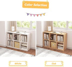NELYE 6 Cube Organizer Bookcase - Fabric Storage Bins Container, Open Shelf Simple Compartments Bookshelf, Oak
