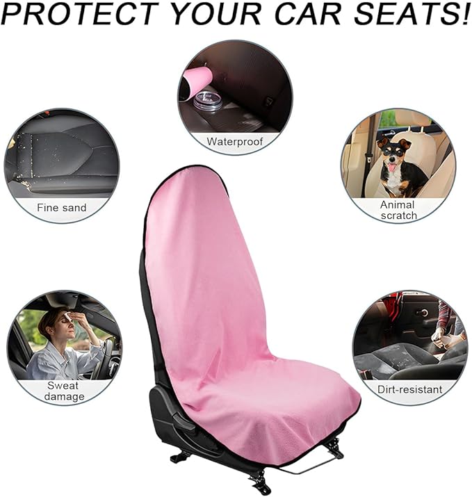 2PCS Car Towel Seat Cover, Waterproof Sweating Non-Slip Premium Soft Towel Carseat Protector, Universal Machine Washable Car 