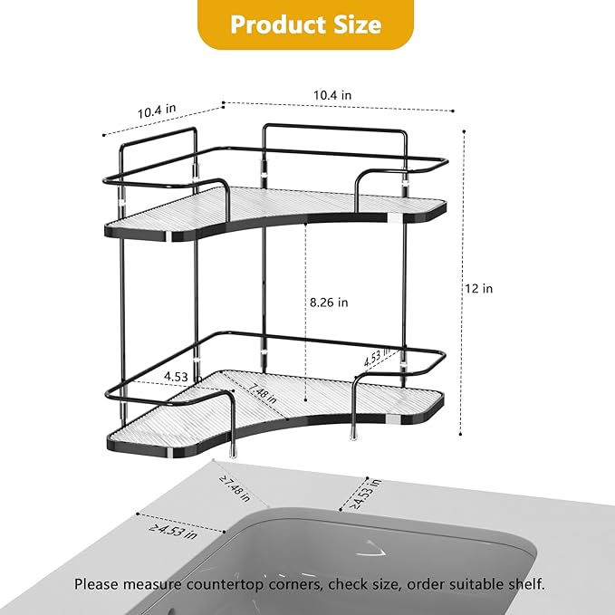 FOLLOWIN 2 Tier Bathroom Countertop Corner Organizer, Countertop Perfume Tray, Vanity Counter Shelf, Skincare Makeup Cosmetic