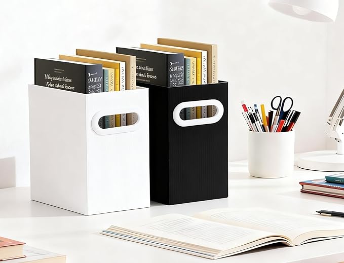 Cardboard File Organizer, Storage Box for Hanging File Folders Letter Size, Portable Document Organizer with Handle for Home,