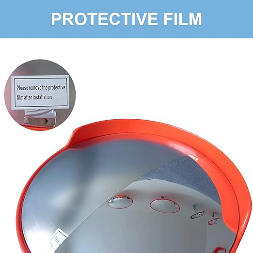 18" Convex Mirror for Pole, 18 Inch Orange Driveway Traffic Mirror for Blind Spot, Wide View Security Mirrors for Warehouse, Garage, Office Indoor Outdoor