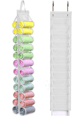 Legging Storage Bag Hanger - Can Hold 24 Leggings, Shirts or Jeans - Foldable Clothes Organizer, Portable Closet Roll Holder 