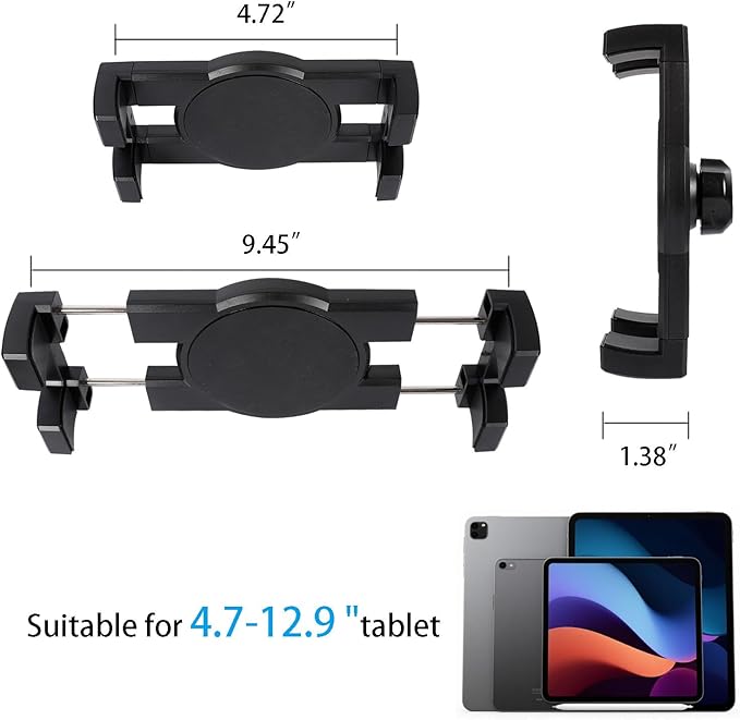 xik Universal Car Tablet Mount Holder - 2-in-1 [CD Slot + Suction Cup] Mount for Windshield, Dashboard, CD Player - Secure Stand for iPad & All Tablets 4.7" to 12.9"