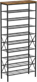 10-Tier Tall Shoe Rack, Large Capacity Shoe Shelf Holds40-45 Pairs, Shoe Shelf for Entryway, Hallway, Living Room, Rustic Bro