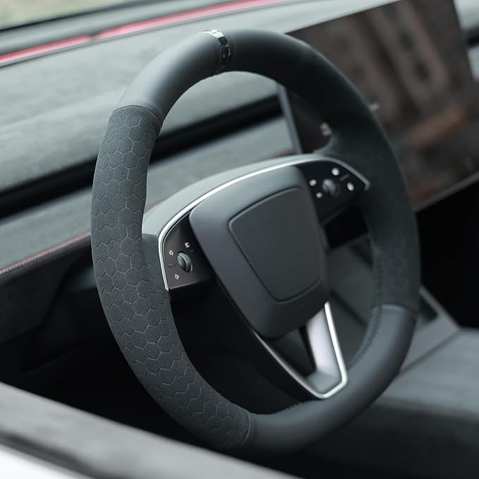 MEWANT DIY Stitching Steering Wheel Cover Wrap for Tesla Model 3 Highland 2023-2025/Model Y 2025 Highland for Tesla Model 3/Model Y Accessories