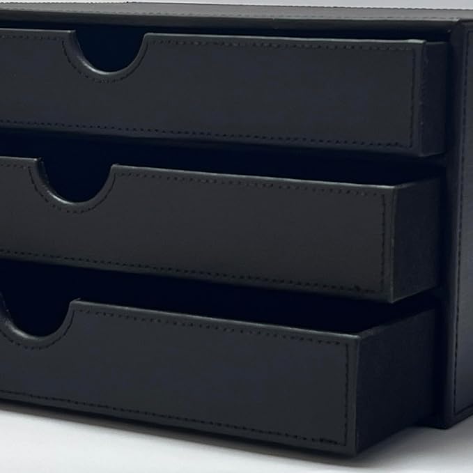 UnionBasic Document Organizer, 3-Drawer File Cabinet Document Storage Box, Office Desktop Filing Organizer, Black