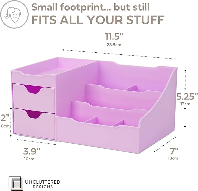 Uncluttered Designs Makeup Organizer With Drawers - Modern Countertop Storage for Cosmetics - Chic Vanity Holder for Perfume,