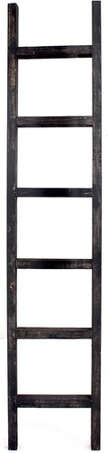 BARNWOODUSA Rustic Decorative Ladder - 100% Upcycled Wood (72" x 12" x 1.5", Smoky Black)