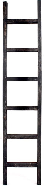 BARNWOODUSA Rustic Decorative Ladder - 100% Upcycled Wood (72" x 12" x 1.5", Smoky Black)
