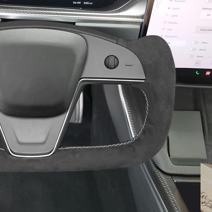 MEWANT Hand Stitched Tesla Model S Yoke Steering Wheel Cover Wrap for Tesla Model S 2021-2023 / Model X 2021-2023 Tesla Yoke Steering Wheel Accessories