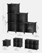 SONGMICS 6 Cube Storage Organizer, Modular Bookshelf, DIY Closet Organizers and Storage, Plastic Stackable Shelves, 11.8 x 11
