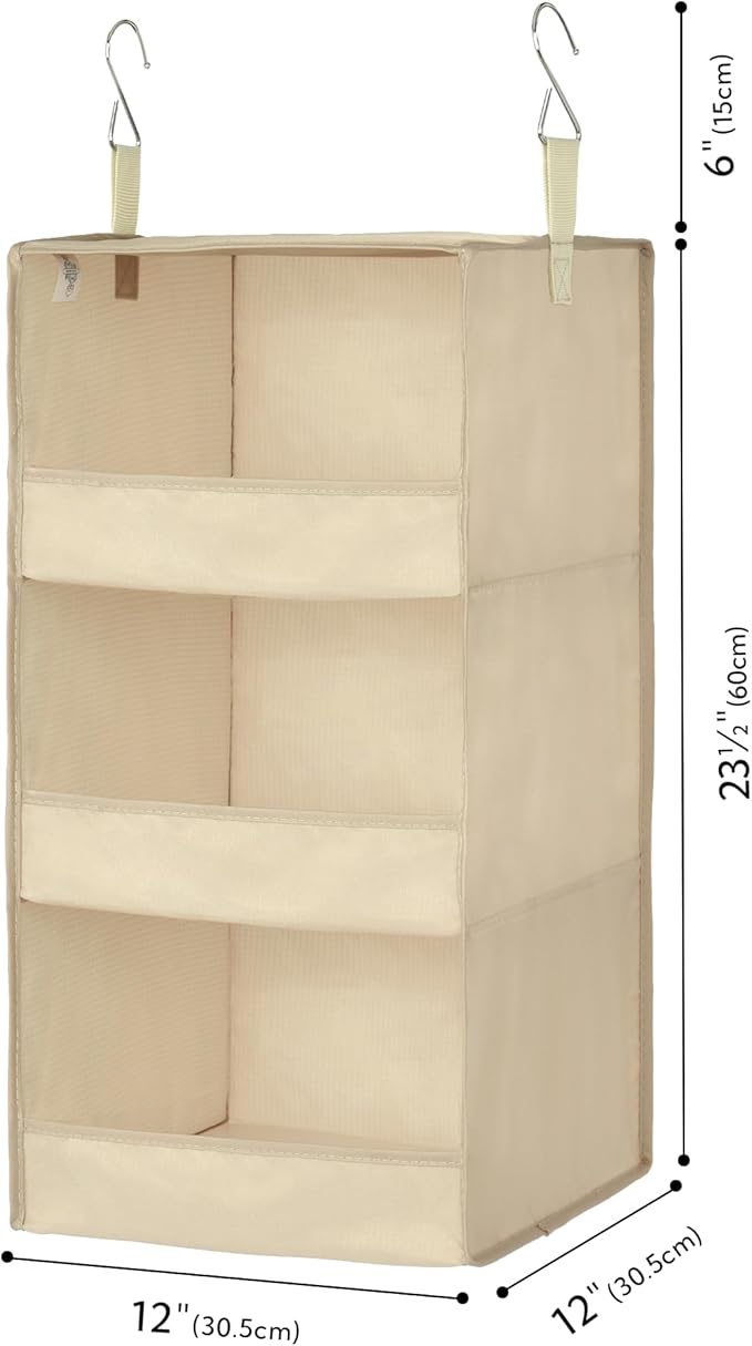 GRANNY SAYS 3 Shelf Hanging Closet Organizers and Storage, Collapsible Closet Storage Organizer with 2 Metal Hooks, Leak-Proo