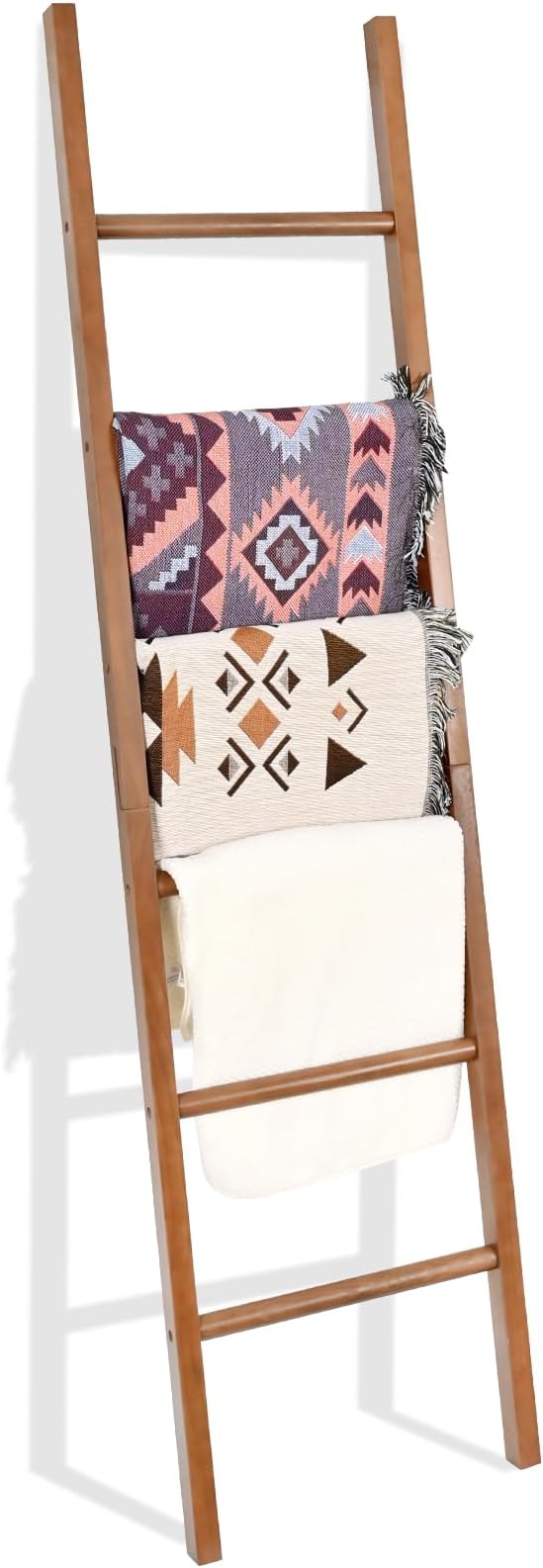SwallowLiving 6ft Blanket Ladder, Solid Wood Towel Ladder, Rustic Decorative Ladder for Blankets, Farmhouse Wooden Quilt Rack