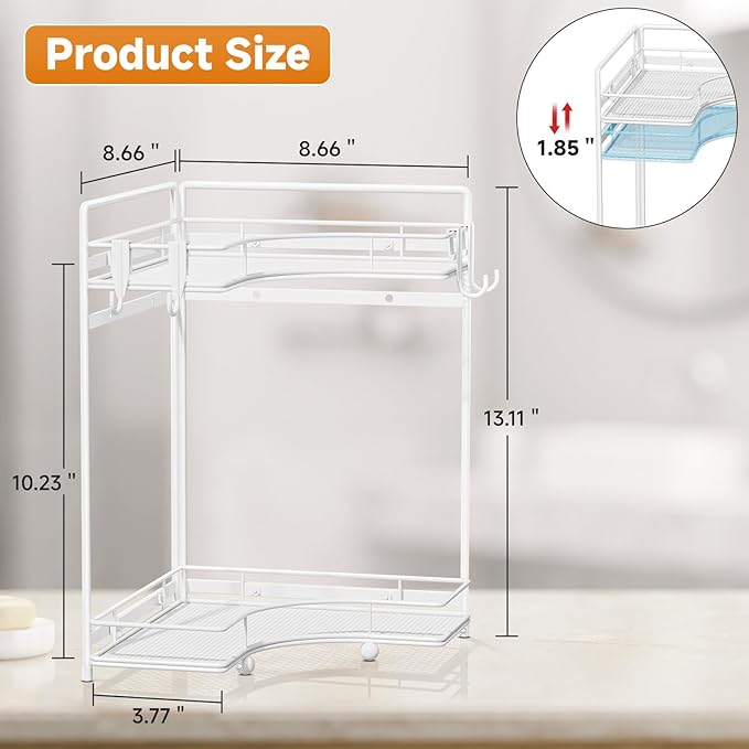 VITVITI 2-Tier Corner Bathroom Counter Organizer, Bathroom Countertop Organizer Storage for Sink, Metal Mesh Makeup Organizer