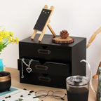 Wooden Storage Box Rustic Desktop Organizer with 3 Drawers Office Desk Accessories Shelf Small Craft Storage Containers Apoth