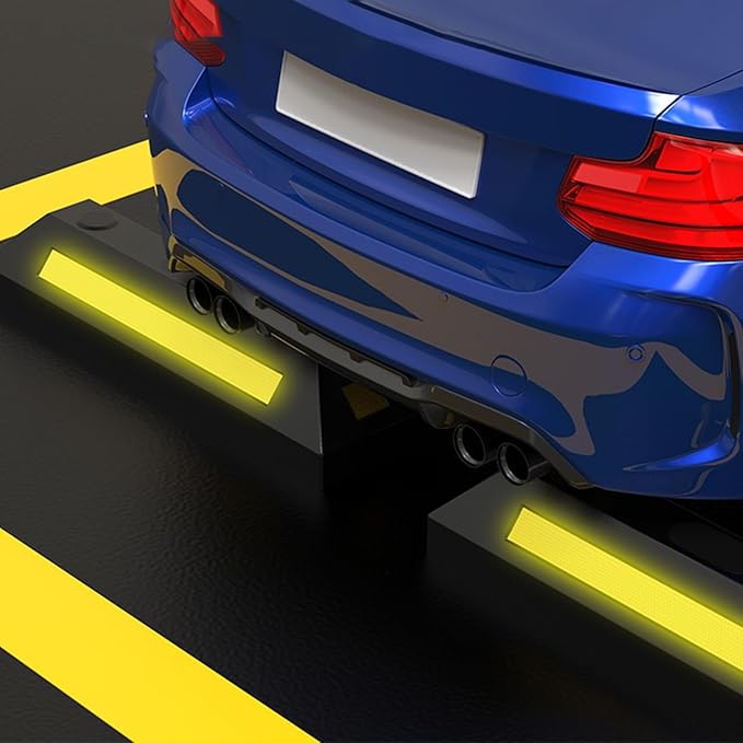 Heavy Duty Parking Stopper for Garage, Garage Parking Aid, Garage Parking Stops, Strong Reflective Strips, Rubber Material, for car park