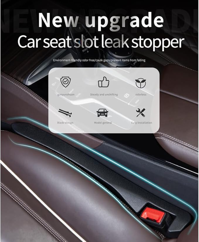 2PCS Car Seat Gap Filler - Car Seat Gap Filler Organizer for Holding Phone,Key,Purse - Universal Car Gap Filler Fits Car Truck SUV Car Interior Accessories (Black/2PCS)…