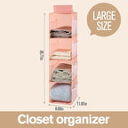Hanging Closet Organizer, 4-Section Storage Shelves, Oxford Cloth with Mesh Pockets, (Gray, 4 Section)