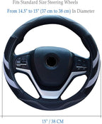 Alusbell Microfiber Leather Steering Wheel Cover Breathable Auto Car Steering Wheel Cover for Women and Men Universal 15 Inch