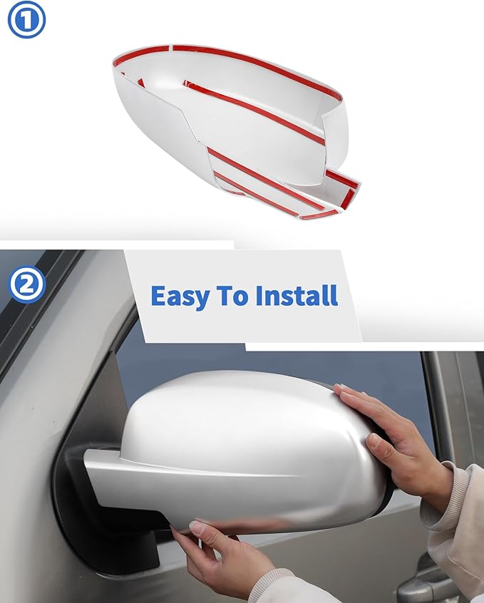 Rear view Mirror Fully Caps Covers Compatible with 2007-2014 Chevy Silverado GMC Sierra Avalanche Tahoe Suburban Yukon Escalade ESV Left Right Side View Mirror Cover Caps, Silvery