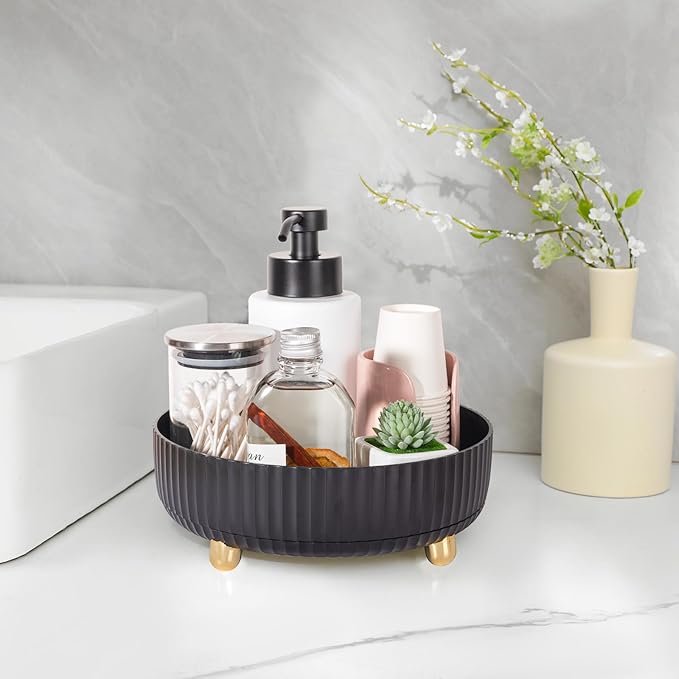 Anyoifax Makeup Perfume Organizer Tray 360 Degree Rotating Lazy Susan Skincare Lotion Organizer Spinning Cosmetics Storage fo