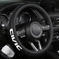 Leather Steering Wheel Cover with a Rubber Inner Ring fit for 14-15 Inch Breathable Lightweight Easy to Install Compatible wi
