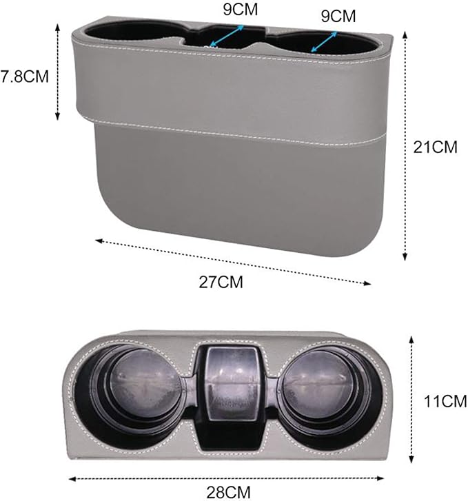 Car Seat Organizer Cup Drink Holders Multi Functional Gap Filler Storage Box Insert Organization Helps Reduce Distracted Driving&Holds Phone Mount Mug Bottle Cellphone (PUBD-Gray)