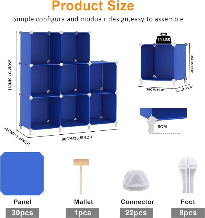 AWTATOS Cube Storage Organizer, 8 Cube Closet Organizers and Storage Shelves, DIY Stackable Bookshelf for Bedroom, Home, Admi