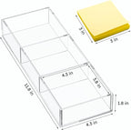 HIIMIEI 3 Section Clear Acrylic Drawer Organizer Tray, Office & Makeup Drawer Organizer (11.8x4.3 inch)