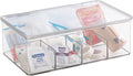 mDesign Plastic First Aid Kit Storage Box with Clear Top Lid for Bathroom, Kitchen, Cabinet, Closet, Drawer - Organizes Medic