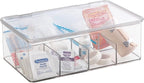 mDesign Plastic First Aid Kit Storage Box with Clear Top Lid for Bathroom, Kitchen, Cabinet, Closet, Drawer - Organizes Medic