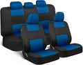 BDK PolyPro Car Seat Covers Full Set in Blue on Black – Front and Rear Split Bench Seat Covers for Cars, Easy to Install Car 
